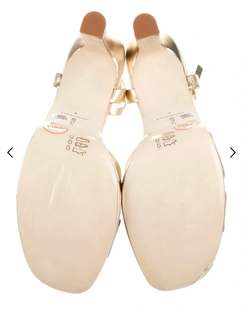 Larroude Metallic Gold Platform Sandal with Ankle Strap
